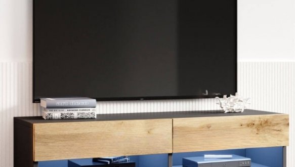 Тумба под ТВ Vigo / Виго RTV140 Дуб Вотан/Чёрный Cama Ширина 140 см