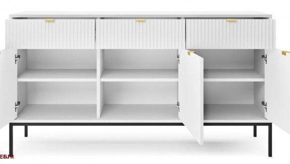 Комод Білий/Чорні ніжки KSZ154 Nova 3