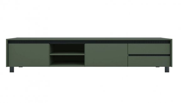 Тумба під ТВ RTV2K2So 2-дверна з 2 шухлядами Лаундж Зелений димчастий / Чорний