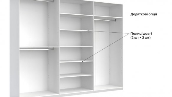 Шкаф 6дв с зеркалом Миромарк Луна 6 дверный дуб крафт 275 см 2