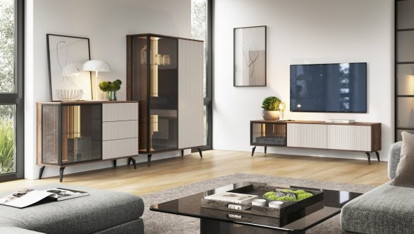 Тумба під ТВ Vici/Вічі RTV180 Горіх/Кашемір Perfect Home Ширина 180 см 3