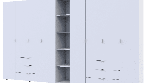 Шкаф Дорос Гелар восьмидверный с этажеркой Белый 349 см