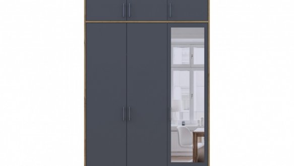 Шкаф для одежды Дорос Ронди графит с высокой антресолей и зеркалом 3 дверный 121 см 2