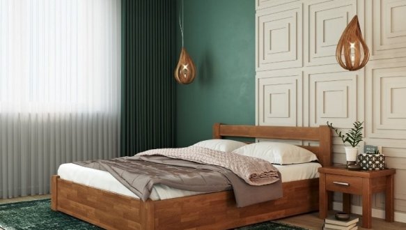 Кровать деревянная Лев Лира с подьемным механизмом и нишей для белья массив Бук 6