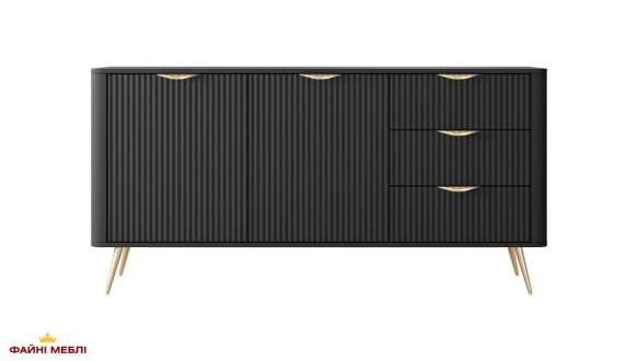 Комод 2D3S/163 Чорний/Золоті ніжки Lante 0