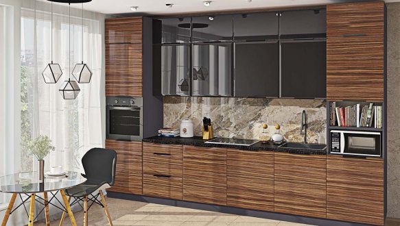 Модульная кухня Хай-тек з деревяной текстурой 16