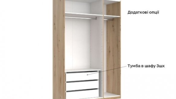 Шкаф 3дв с зеркалом Миромарк Тедди 3 дверный дуб артизан 135 см 11