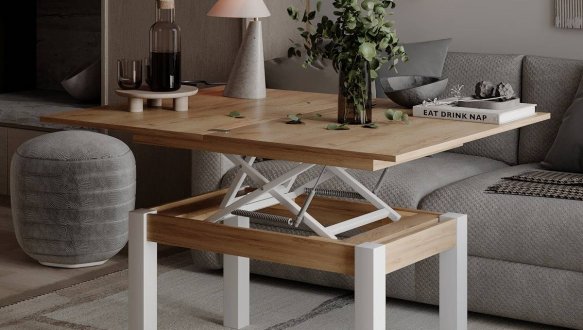 Стол-трансформер B-Fly Art In Head Дуб Крафт золотой / Белый бриллиант