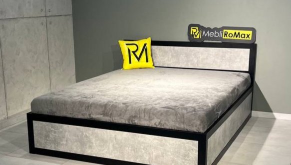 Кровать LOFT 180×200 + подъёмный механизм Дуб Сонома / Чёрный мат MebliRoMax 2
