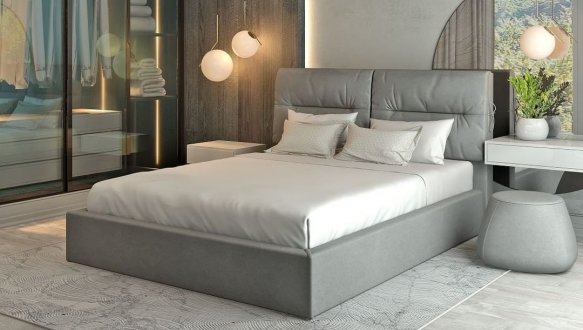 Кровать мягкая двуспальная Лев Санремо 2 с подъемным механизмом и нишей для белья 0