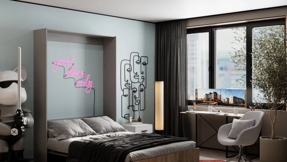 Кровать двуспальная шкаф трансформер Art in Head Mitra / Митра 160 см