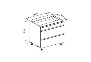 Тумба нижня Н 60 3Ш (1+2) LUX Мілана