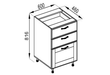 Тумба нижняя Н 60 3Ш (2+1) LUX Доминика