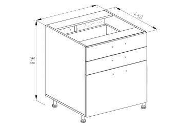 Тумба нижня Н 60 3Ш (2+1) LUX Софі