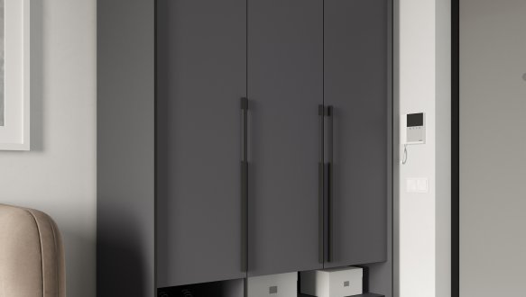 Шкаф Морели R-0006 Рамо 3 дверная антрацит со штангой и полками 150 см