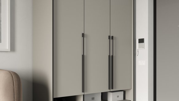 Шкаф Морели R-0006 Рамо 3 дверный кашемир со штангой и полками 150 см