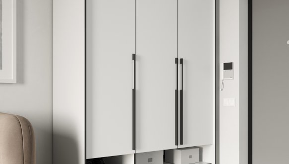 Шафа Морелі R-0006 Рамо 3 дверна білий зі штангою та полицями 150 см