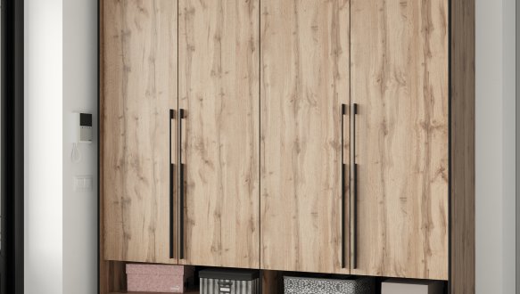 Шафа Морелі R-0010 Рамо 4 дверна дуб аппалачі зі штангою та полицями 197см