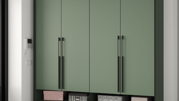 Шкаф Морели R-0010 Рамо 4 дверный зеленый дымчатий со штангой и полками 197 см