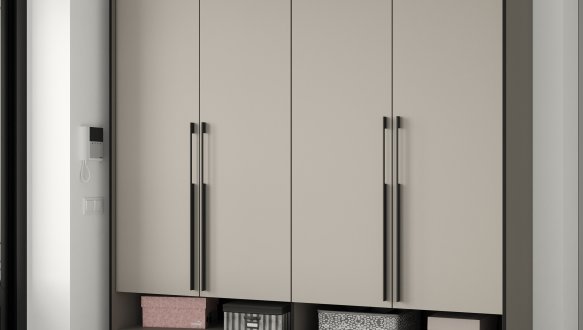 Шкаф Морели R-0010 Рамо 4 дверный кашемир со штангой и полками 197см