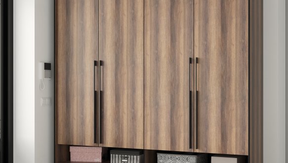 Шкаф Морели R-0010 Рамо 4 дверный дуб кверкус со штангой и полками 197см