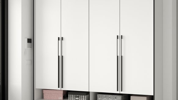 Шкаф Морели R-0010 Рамо 4 дверный белый со штангой и полками 197см