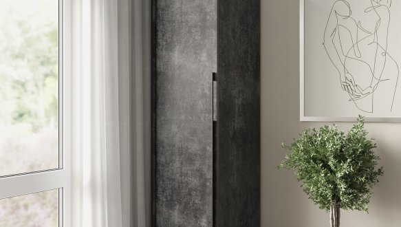 Пенал с полками бетон темный R-0011 Рамо