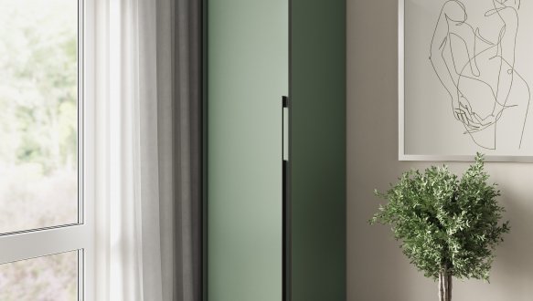 Пенал с полками зеленый дымчатый R-0011 Рамо