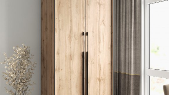 Шкаф Морели R-0014 Рамо 2 дверный дуб аппалачи со штангой 100 см