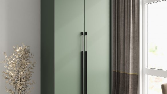 Шкаф Морели R-0014 Рамо 2 дверный зелений дымчатый со штангой 100 см