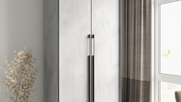 Шкаф Морели R-0014 Рамо 2 дверный бетон тефра cо штангой 100 см