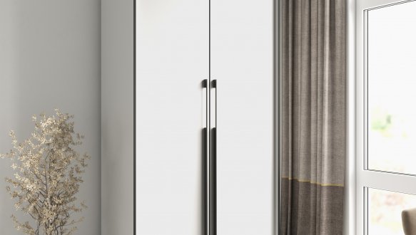 Шкаф Морели R-0014 Рамо 2 дверный белый со штангой 100 см