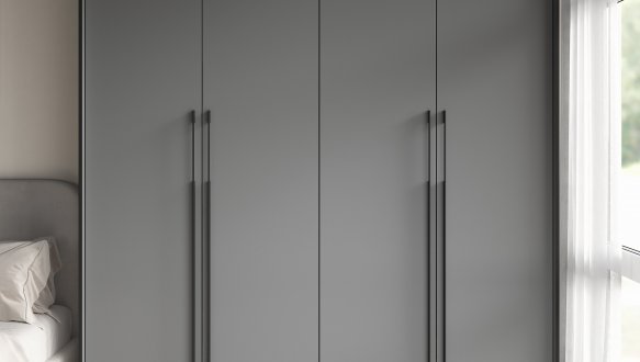 Шкаф Морели R-0020 Рамо 4 дверный антрацит со штангой и полками 197см