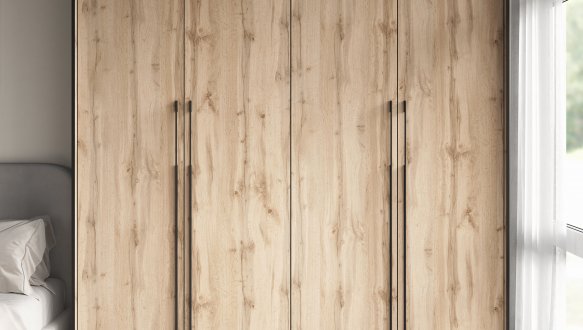 Шкаф Морели R-0020 Рамо 4 дверный дуб аппалачи со штангой и полками 197см