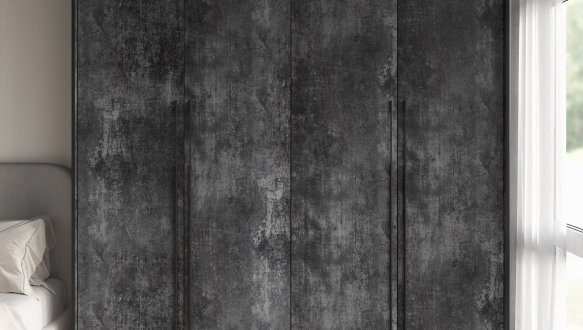 Шафа Морелі R-0020 Рамо 4 дверна бетон зі штангою та полицями темний 197см