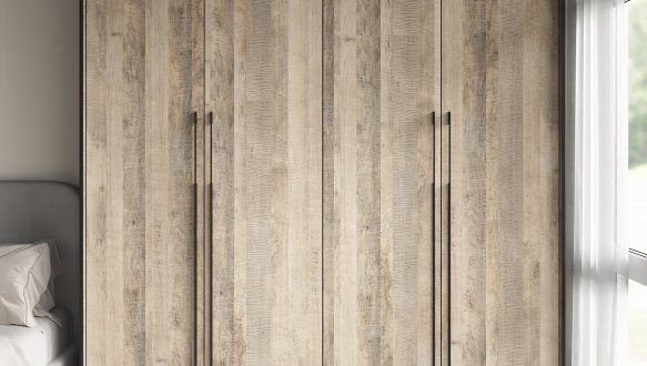 Шкаф Морели R-0020 Рамо 4 дверный дуб гранж со штангой и полками 197см