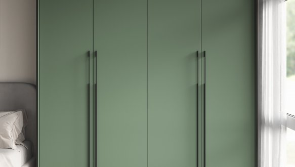 Шкаф Морели R-0020 Рамо 4 дверный зеленый со штангой и полками 197см