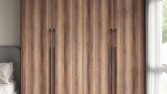 Шкаф Морели R-0020 Рамо 4 дверная дуб кверкус со штангой и полками 197 см