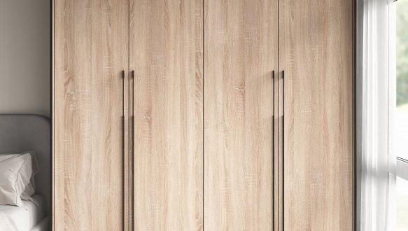 Шкаф Морели R-0020 Рамо 4 дверный сонома со штангой и полками 197см