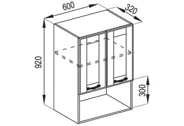 Тумба верхня В 60 2Д п/мікрохв. (920) Домініка