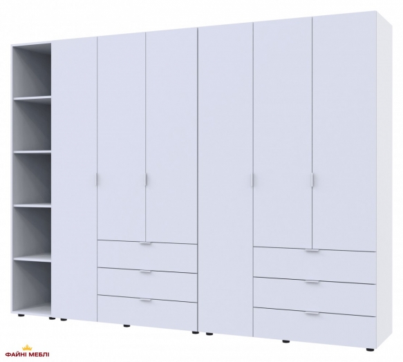 Шафа для одягу Дорос Гелар білий 6 дверна з пеналом 292,4 см 2