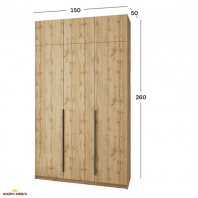 Шафа Mebelstar Оскар трьохдверна з антресоллю Дуб тахо 150 см