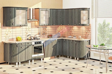 Модульная кухня Хай-тек з деревяной текстурой 12