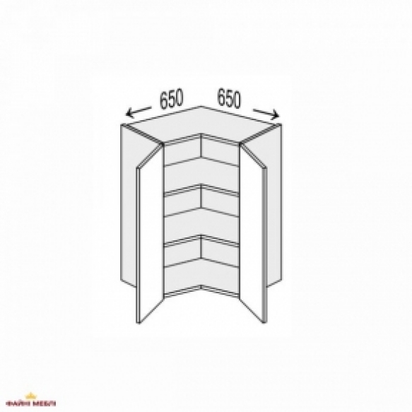 Секція верхня КутВ 90° 650х650/720 2дв Лео