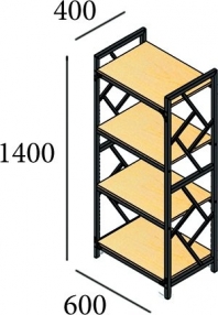 Стеллаж 4 полки Ромбо