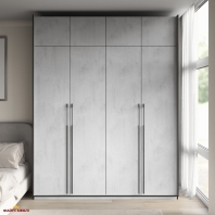 Шафа Морелі R-0020 Рамо 4 дверна бетон тефра зі штангою та полицями 197 см