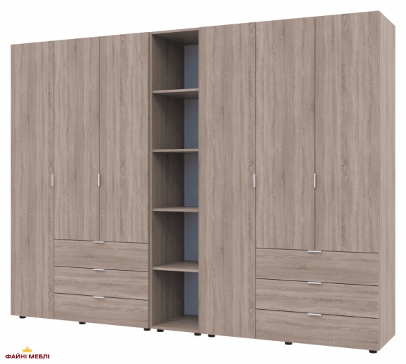 Шафа Дорос Гелар дуб сонома з Етажеркою 6 дверна 270,6 см 3