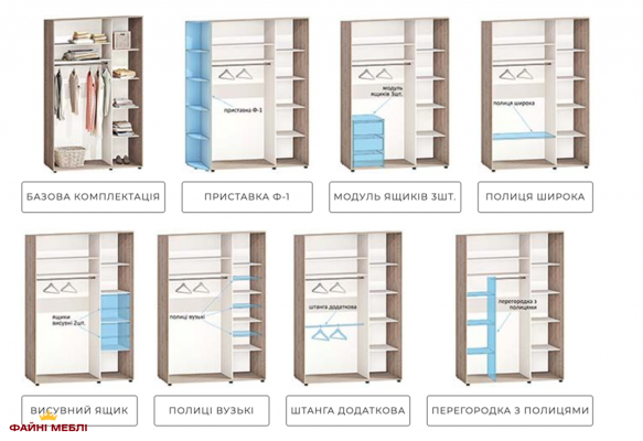 Кутова шафа-купе 1,3м Модель-5 фарбований високий глянець дводверна 5