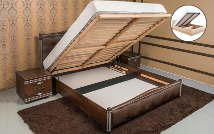 Кровать Прованс PREMIUM с мягкой спинкой (квадрат) и подьемным механизмом 4