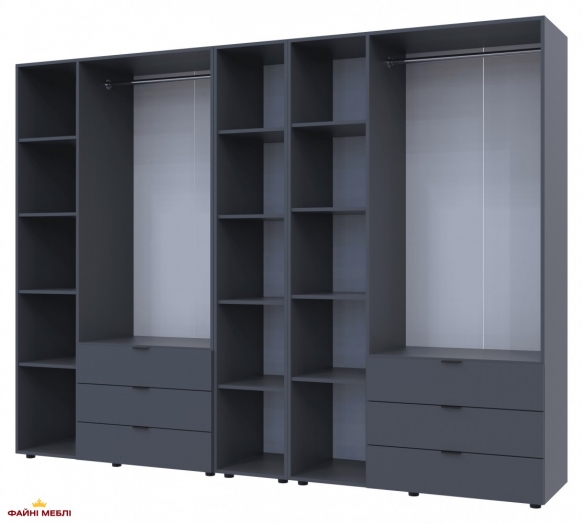 Шафа Дорос Гелар графіт з Етажеркою 6 дверна 270,7 см 3